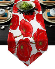 Vermelho papoula flores flor corredor de mesa festa de casamento decoração corredores de mesa sala de jantar restaurante mesa gadget 2024 - compre barato