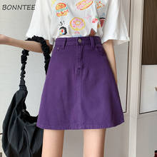 Mini Skirts Women Slim Streetwear 5XL Solid High Waist Student All-match Leisure Female Denim Trendy Summer Popular Chic Ulzzang 2024 - buy cheap