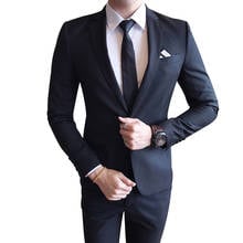 Traje de corte entallado para hombre, traje de negocios para novio, ropa de trabajo informal para traje, conjunto de 2 piezas, chaqueta, pantalones 2024 - compra barato