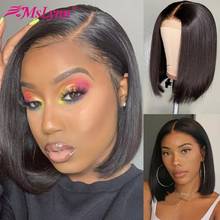 Mslynn-peruca remy 4x4, peruca lace frontal com cabelos humanos brasileiros para mulheres 2024 - compre barato