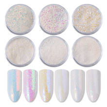 6 pçs/set Aurora Unicórnio Branco Lantejoulas Nail Art Glitter Em Pó Sereia Decorações Para DIY Nails Glitters Poeira Pequenos Flocos 2024 - compre barato