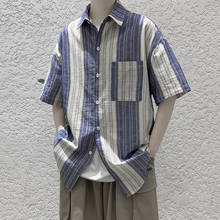 YASUGUOJI Casual Men Striped Shirt Breathable Loose Short Sleeve Tops 2022 Summer Streetwear Vacation Brand Shirts Men Camisa 2024 - buy cheap