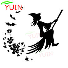 Classic Car Sticker Witch Broom Leaves Cars Decals Fashion Body Rear Windshield Decoration PVC Waterproof Sunscreen Stickers 2024 - buy cheap