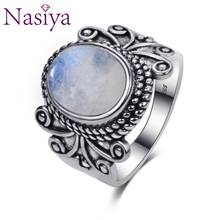 Nasiya Antique Silver Rings Oval Natural Rainbow Moonstone Rings For Women Silver Jewelry For Party Wedding Birthday Gift 2024 - buy cheap