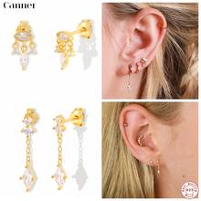 Canner 925 Sterling Silver Stud Earrings AAAAA Zircon Zipper Puller Luxury Bling Earrings For Women Fine Jewelry Aretes mujer W4 2024 - buy cheap