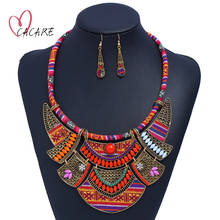 Ethnic African Indian Jewelry Set for Women Vintage Fashion Necklace Earrings Set Nigerian Jewelry F0307 Red CACARE 2024 - buy cheap