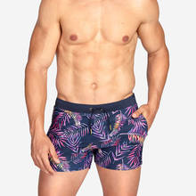 Bañador Sexy tipo bóxer para hombre, traje de baño masculino de estilo veraniego, con estampado de hojas, pantalones cortos para Surf y playa 2024 - compra barato