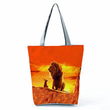 Disney The Lion King Printing Handbag Orange Women Shoulder Bag Animal High Capacity Eco Reusable Shopping Bag Bright Beach Bag 2024 - buy cheap
