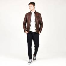 Men's Trendy Real Leather Lambskin Jacket Male Motorcycle Autumn Spring Warm Genuine Sheepskin Coats Suede Casaco Biker 2024 - buy cheap