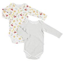 Ebebek For My Baby Боди с длинными рукавами и изображением счастливых животных; Комплект из 2 предметов; Модный Повседневный хлопковый комбинезон с круглым вырезом для новорожденных; Одежда для малышей 2020 2024 - купить недорого