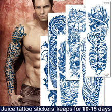 Tatuajes temporales de larga duración para hombres, tatuajes de tinta de jugo, de brazo completo, pegatina de tatuaje corporal, tótem, manga de calavera de dragón, Diseños de Tatuajes impermeables 2024 - compra barato