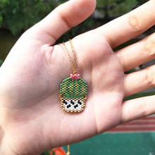 Fairywoo-collar con colgante de Cactus verde para Mujer, joyería delicada Bohemia, colgante de Moda, accesorios Miyuki hechos a mano, regalo 2024 - compra barato