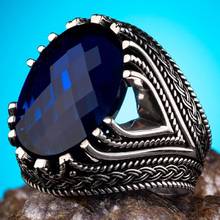 925 Sterling Silver Men's Ring With Faceted Blue Zircon Stone Special For Mens Quality Unusual Jewelry Fashion Luxury Charming 2024 - buy cheap