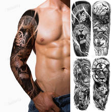 Tatuaje temporal de Tigre, León, bosque geométrico, grande, personalizado, manga de brazo completo, negro, impermeable, sexy, para hombres y mujeres 2024 - compra barato