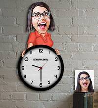 Reloj de pared personalizado con caricatura de madera en 3D para mujer, reloj de tiempo de regalo, diseño personalizado, día de la madre 2024 - compra barato