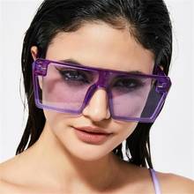 Crystal Purple Square Oversized Sunglasses Women Fashion Designer Plastic Frame Glasses Summer Sexy Shades Colorful Sunglasses 2024 - buy cheap