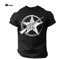Camiseta masculina arma américa estrela rifle bandeira eua guerreiro estilo militar camiseta 2024 - compre barato
