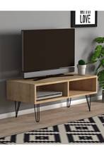 Mesa de centro con patas de Metal para Tv Fiona, mueble moderno de roble sobre el perfil, pintura estática, Material de MDF, nuevo, envío rápido 2024 - compra barato