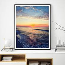 Beach Sunset Landscape Photography Poster Canvas Print California Iceland Orange Sunrise Blue Sky Cloud Sea Ocean Painting Decor 2024 - buy cheap