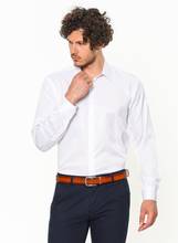Camisas masculinas brancas, de algodão, slim fit, de manga longa, nova, camisa casual 2024 - compre barato