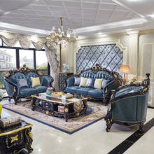 Темно-синий кожаный диван для лобби гостиницы гостиной на 6 мест 2024 - купить недорого