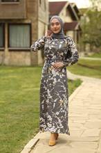 Мусульманское платье 2021, летнее модное красное, серое, темно-синее, черное, сиреневое, оранжевое, желтое женское хиджаб с этническим узором, аутентичная абайя 2024 - купить недорого