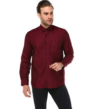 Camisa masculina de manga comprida, camisa vermelha claret, camisa de algodão para homens, roupa de negócios e para escritório, camisa casual 2024 - compre barato