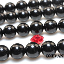 ONEVAN натуральный черный турмалиновый бисер 4-10 мм Гладкий свободный круглый камень Diy браслет ожерелье ювелирное изделие драгоценный камень Подарочный дизайн 2024 - купить недорого