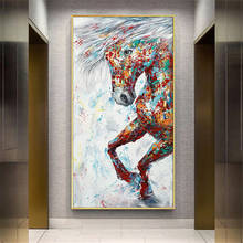 Pintura abstrata artesanal moderna lona sobre pintura a óleo paleta faca cavalo 3d animais pintura casa sala de estar decoração da parede arte 2024 - compre barato