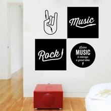 Hand Sign Rock Music Silhouette  Wall Sticker Music Lover For Home And Music Room Decoration A001691 2024 - buy cheap