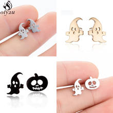 Oly2u Statement Earrinngs for Women Kids Cartoon Skull Skeleton Pumpkin Ghost Stud Earrings Halloween Jewelry Accessories Gifts 2024 - buy cheap