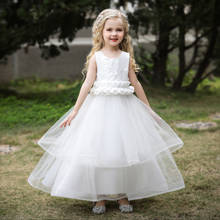 Summer White Bridesmaid Dress Princess Girl Lace Kids Evening Dresses For Girls Children Flower Wedding Dress Gown 10 12 Years 2024 - buy cheap