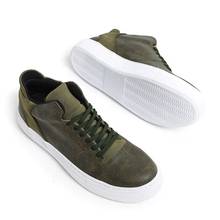 Men & Women Sneakers Khaki Artificial Leather Casual Shoes Laced Unisex Spring Wedding Walking Sport High Top Dark Green Vulcanized Air Lightweight Running White Base Daily Street Fashion CH004 V4 2024 - buy cheap