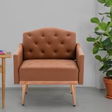 Sofá para uma única cadeira circular, moderno, minimalista, com unhas de cobre, pu, laranja, 73x64x70cm para sala de estar, quarto, etc [estoque no eua] 2024 - compre barato