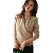 Wrap Over Sweater Women Elegant Wrapped Sweaters Knitted 2024 - buy cheap