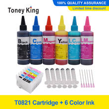 Toney King 6 Color T0821 Ink Cartridges + 6×100ml Printer Ink Kit For Epson Artisan 635 725 730 835 837 1430 With Chips 2024 - buy cheap