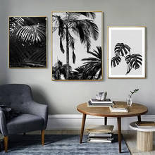 Modernas impressões de coqueiro, pinturas em tela, preto, branco, nórdico, para parede, decoração de casa, sala de estar 2024 - compre barato