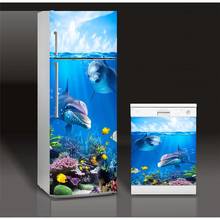 Наклейка на холодильник подводный Dophins холодильник посудомоечная машина дверь обёрточная бумага кухонные обои аксессуары Современный 3d стикер на стену s 2024 - купить недорого