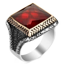 925 Sterling Silver Square Design Red Zircon Stone Men's Ring Special Zirconia Quality Luxury Jewelry Stylish Unusual Elegant 2024 - buy cheap