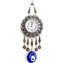 Nickel Plated Silver Color Evil Eye Slot Wall Clock Glass Evil Eye Wall Clock Souvenir, Made In Turkey 2024 - buy cheap