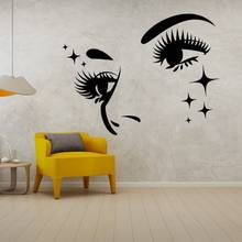 Beautiful Face Eyelash Silhouette Wall Sticker Eye Fashion  Vinyl Art For Beauty Salon Mural Decoration A001628 2024 - buy cheap