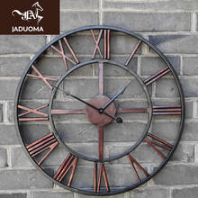 JADUOMA 3D Circular Retro Roman 47cm Wrought Hollow Iron Vintage Large Mute Decorative Wall Clock On The Wall Decoration Home 2024 - buy cheap