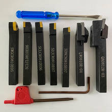 CNC Lathe Tool Set 7PCS Metal Cutter Tool Set CNC Insert With Ti-Coated Tips For Mini Metal Lathe 2024 - buy cheap