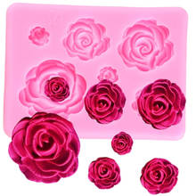 Molde de silicona con flores rosas, herramientas de decoración de pasteles de boda, Fondant, Sugarcraft, para hornear pasteles 2024 - compra barato