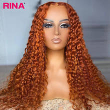 Rina Wig Curly Ginger Orange Colored Transparent Lace Front Pre Plucked Wig Remy Malaysia Human Hair Wigs 30Inch For Black Women 2024 - buy cheap