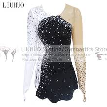 LIUHUO-vestido de patinaje sobre hielo para niñas, color blanco y negro, para salón de baile, gimnasia artística, patinaje artístico 2024 - compra barato