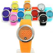 ALEXIS DW418 Shiny Silver Watchcase LED Silicone Green Band Boy Girl Digital Watch Red Orange Yellow Green Blue Purple Pink Sky 2024 - buy cheap
