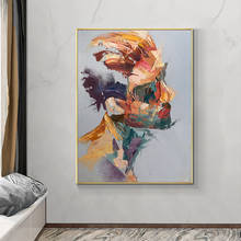 Retrato de hombre abstracto pintado a mano, pintura al óleo sobre lienzo, figura moderna, decoración de pared para sala de estar sin marco, 100% 2024 - compra barato