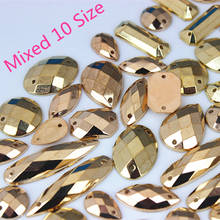 Micui 100 peças strass de acrílico dourado tamanhos misturados, pedras cristais de strass costura para roupas artesanato mc225 2024 - compre barato