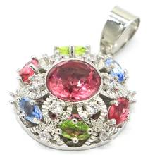 44x28mm  Multi Color Hollow 4.9g Created Tourmaline Peridot Tanzanite Blue Topaz Cz Bride Wedding 925 Sterling Silver Pendant 2024 - buy cheap